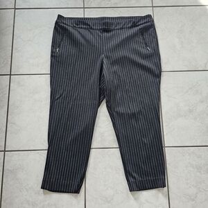 Lane Bryant Women's Pinstriped Wool-Like Heavy Black Pants with Zipper Pockets